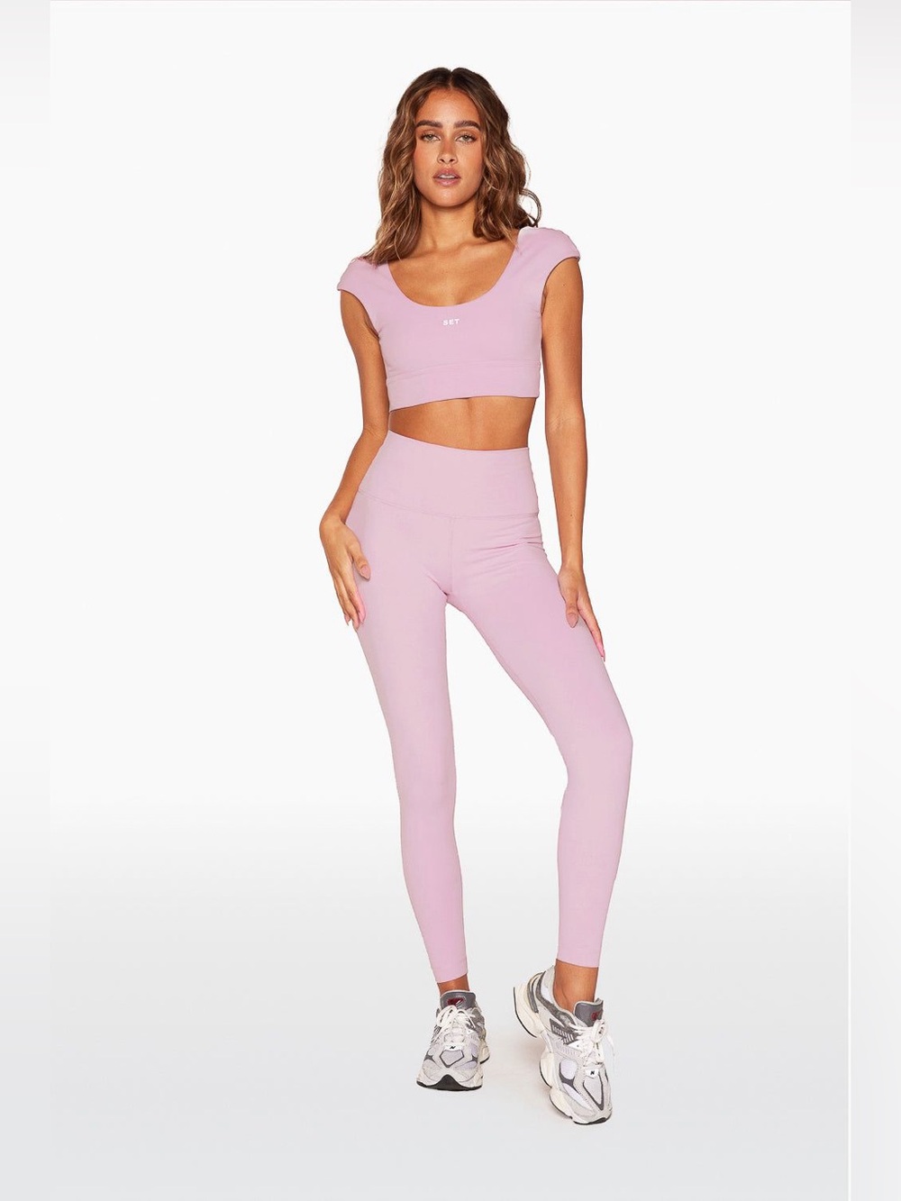 SET Active 2pc. Set Luxform Cap Sleeve Bra and Leggings In Cowgirl Size Small